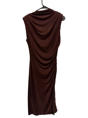 Elegant Brown Draped Dress